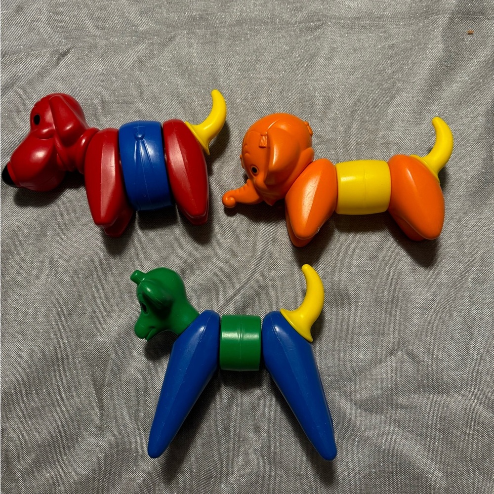 Vintage Tupperware 1960s Colorful Animal Zoo Building Blocks Set